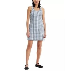 Levi's Blue Gingham Plaid Overall Jumper Dress Size M